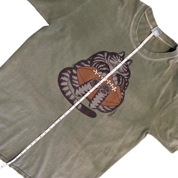RARE Crazy Shirts Kliban Cat Football Tee Shirt Green Ti Leaf Dyed Leaf Large - Picture 12 of 12